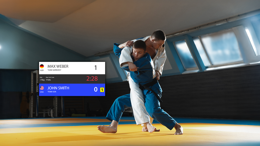 Judo Match with Live Score Overlay